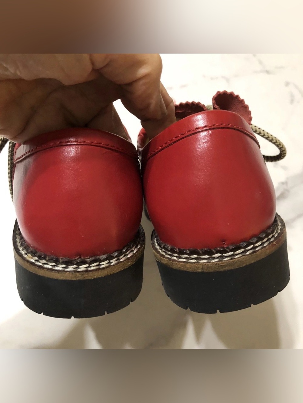 Spieth & Wensky Haferl Red Leather Loafer Rubber Sole Shoes German Sz 36 EU 6 US - Picture 6 of 9